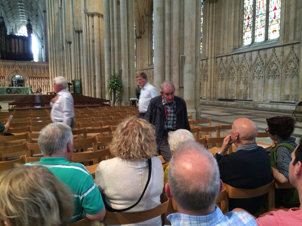 Yorkminister Cathedral- starting our guided tour of the church Archishop Scrope served up to 1405.