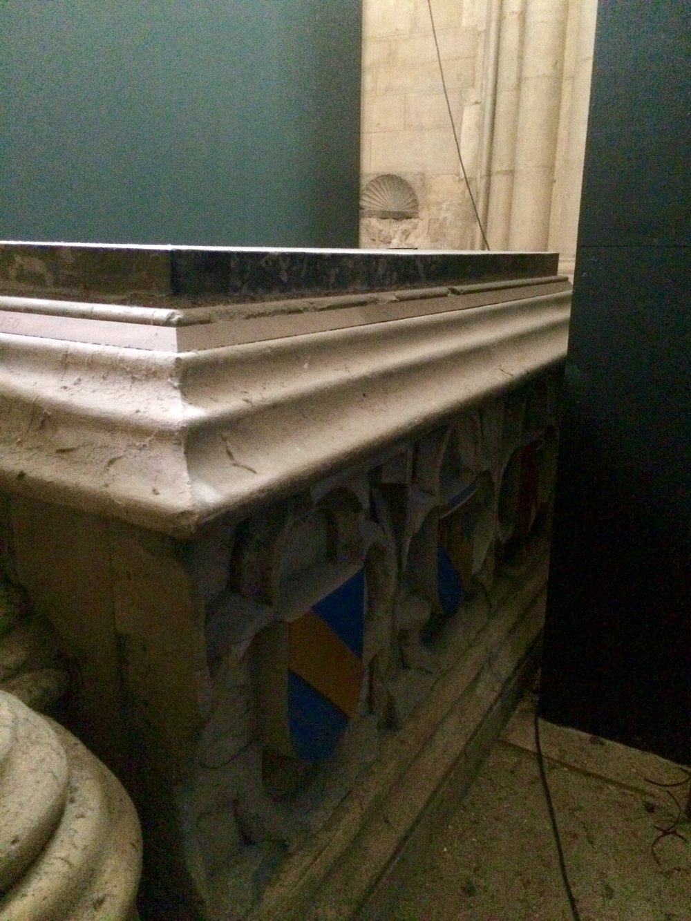 Scrope Coat of Arms are everywhere in Yorkminister. Archbishop Scrope's tomb became a shine after his beheading on the orders of Charles IV. 