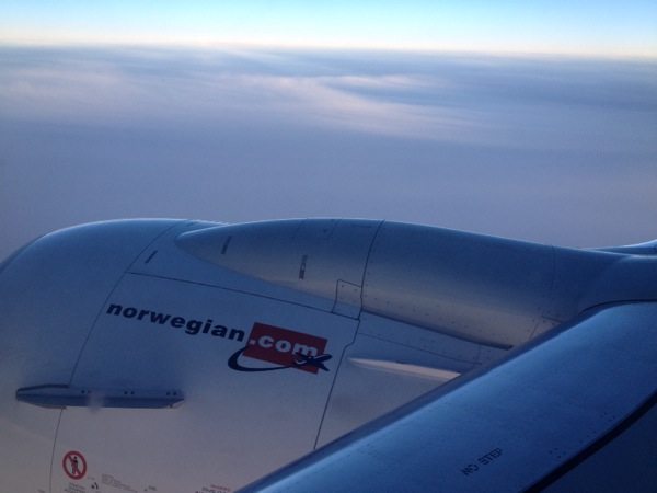 Flying Edinburgh to Oslo on the excellent Norwegian airlines.