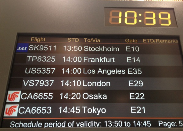 Catching the next days flight from Beijing to Stockholm. I will not miss the connection a second time.